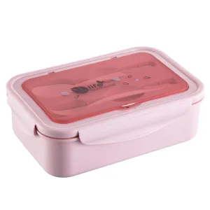 2 PCS Pink Multipurpose Lunch Box with Spoon & Fork | Convenient Meal Storage
