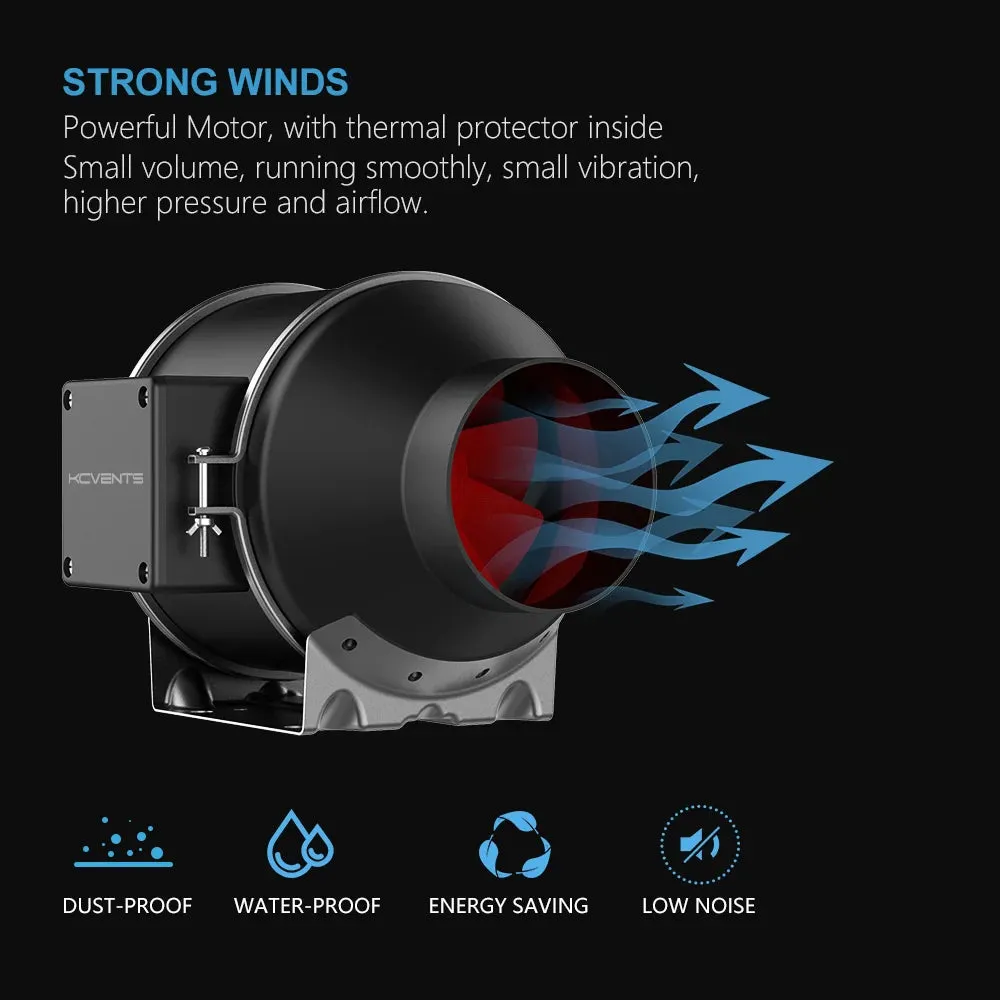 6 Inch Inline Exhaust Fan With 0-100% Speed Controller | Professional Series