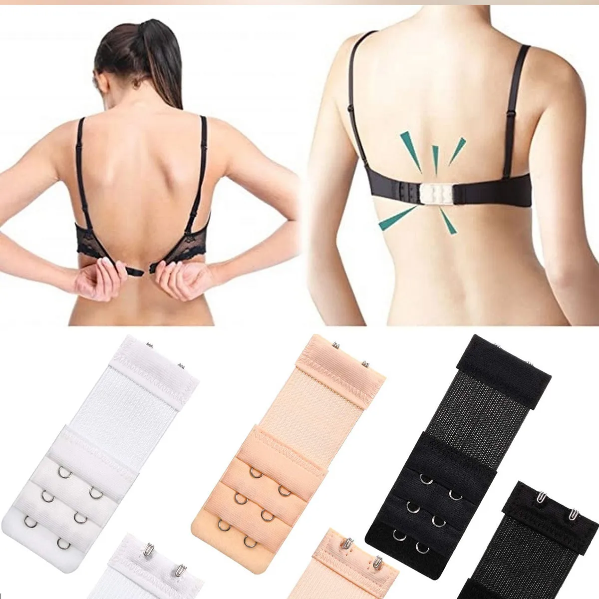 Adjustable 3 Hook Strap Extension Comfortable Elastic