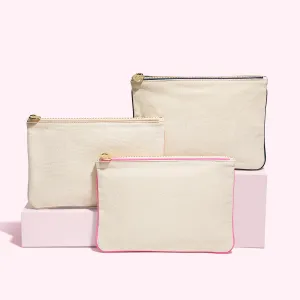 Canvas & Vegan Leather Flat Pouch