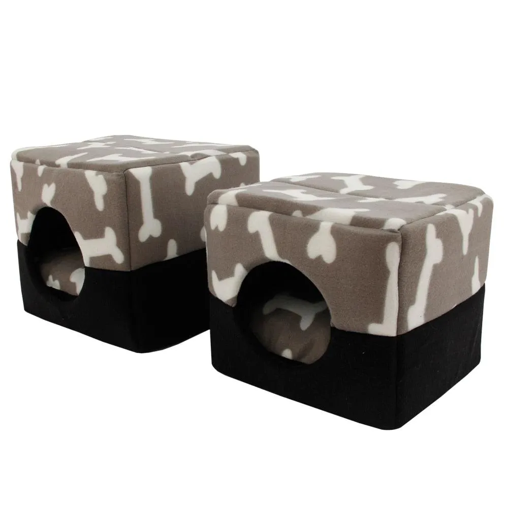 Dog Bed with Bones Print