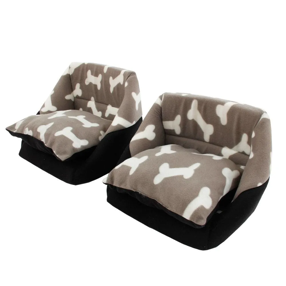 Dog Bed with Bones Print