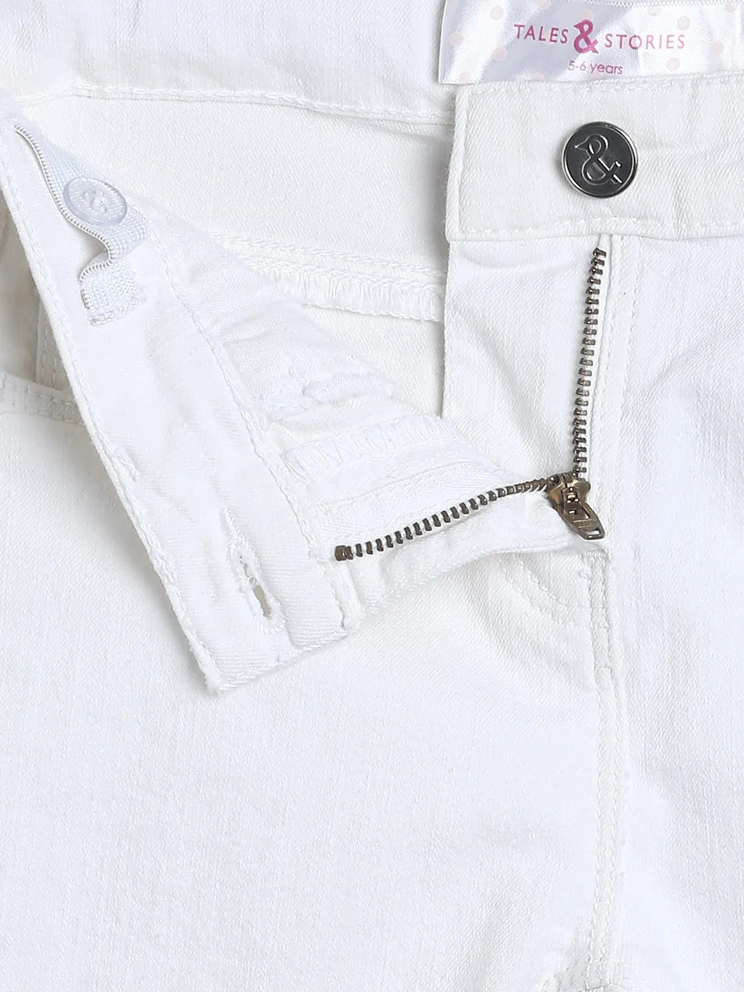Girls White Slim Fit Trouser