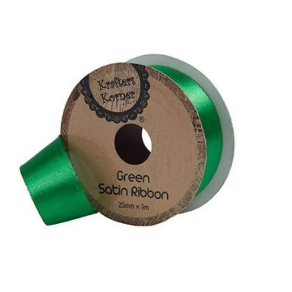 Green Satin Ribbon Various Sizes