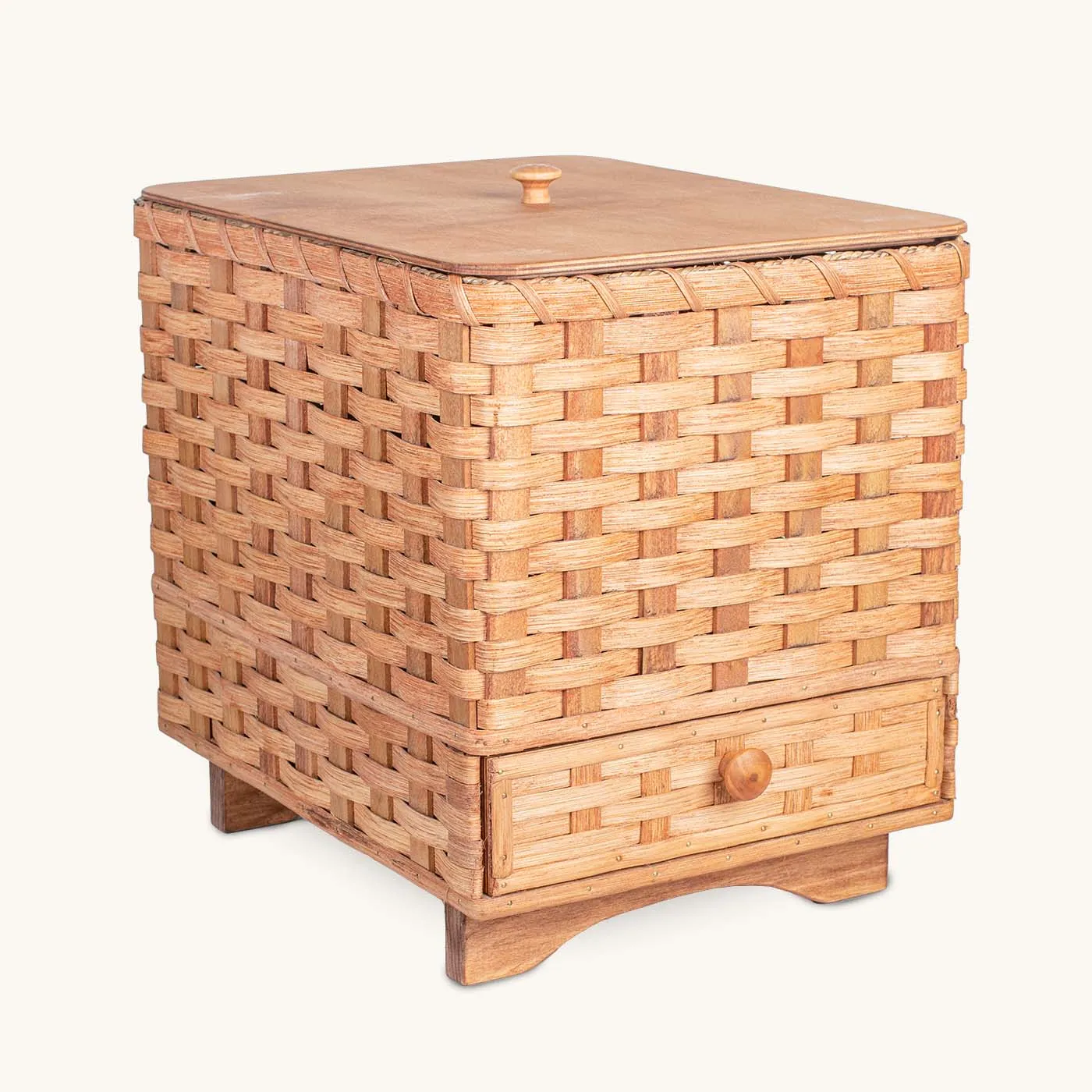 Large Sewing Chest | Vintage Amish Wicker Storage With Drawer