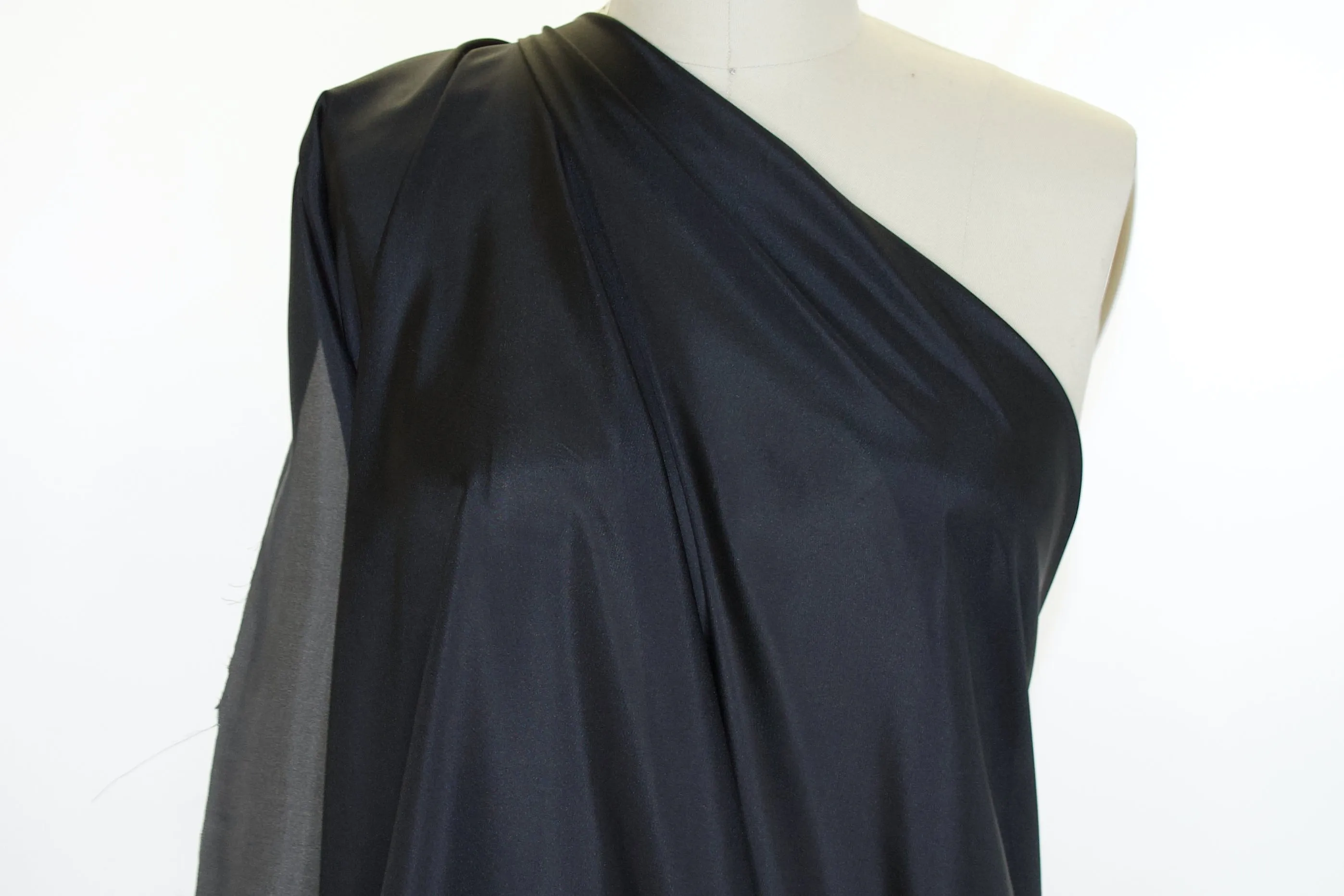 Narrow Silk Habotai Lining - Black