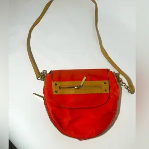 Red and Tan Crossbody Bag