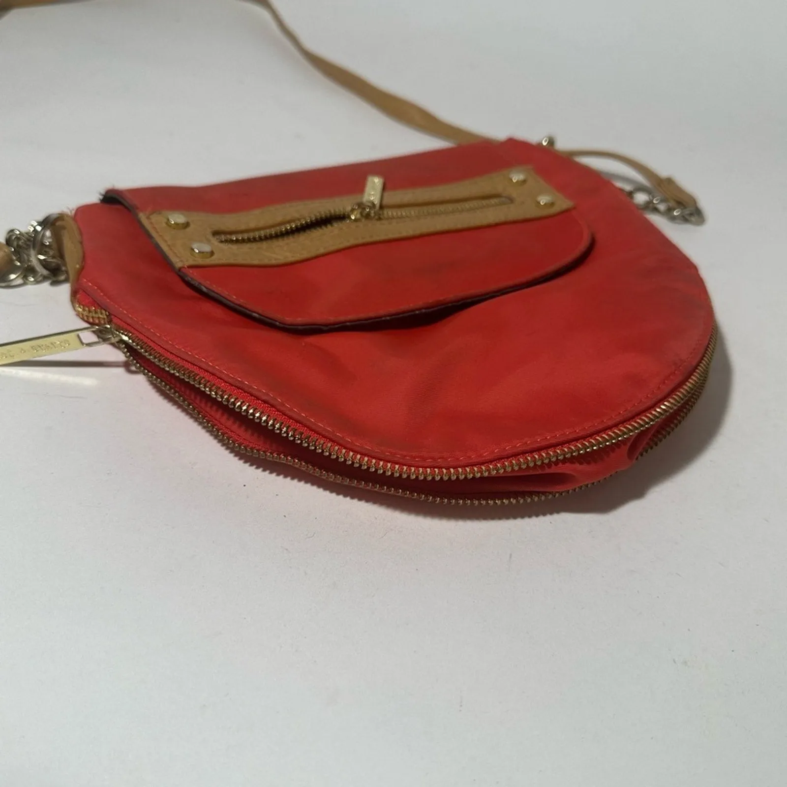 Red and Tan Crossbody Bag