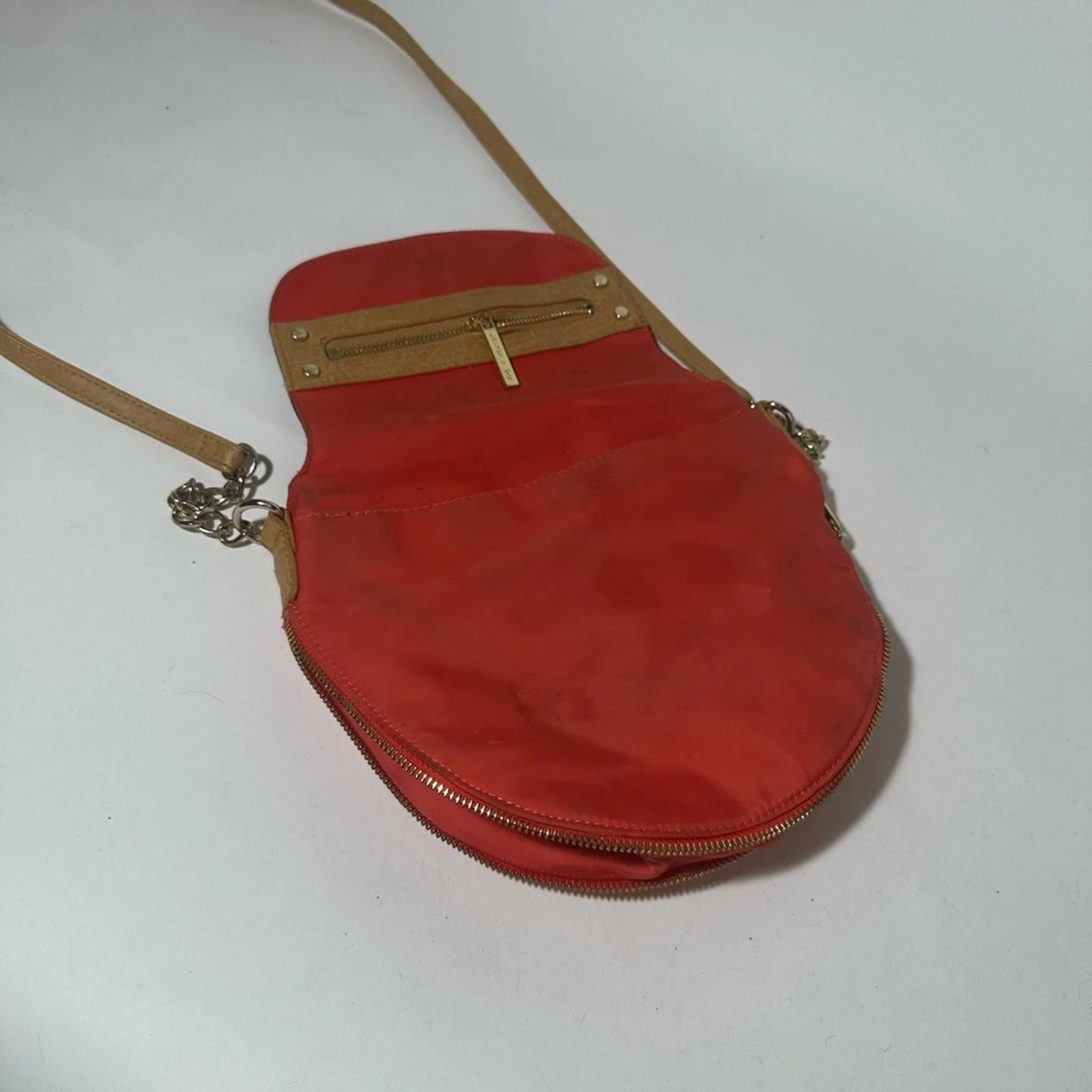 Red and Tan Crossbody Bag