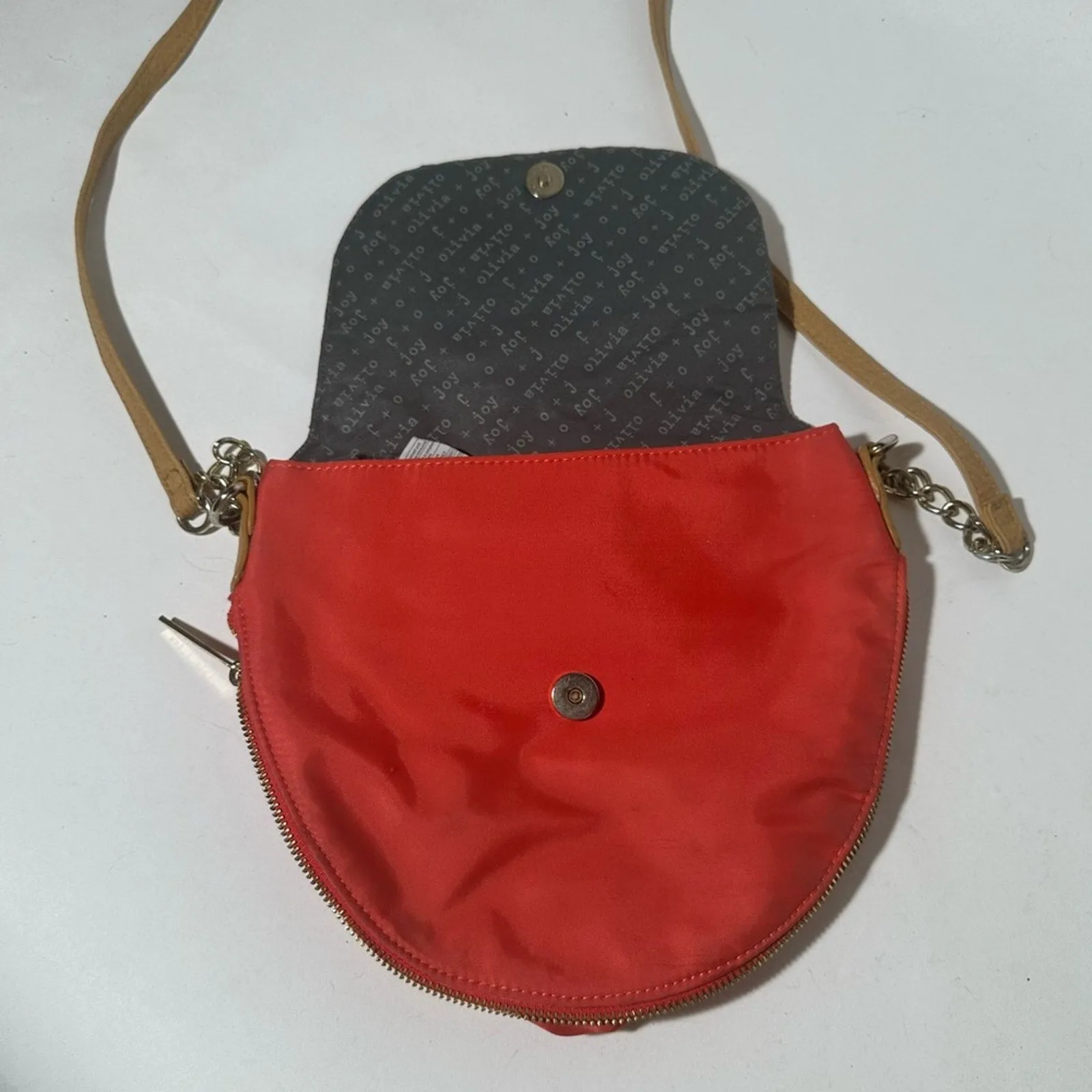 Red and Tan Crossbody Bag