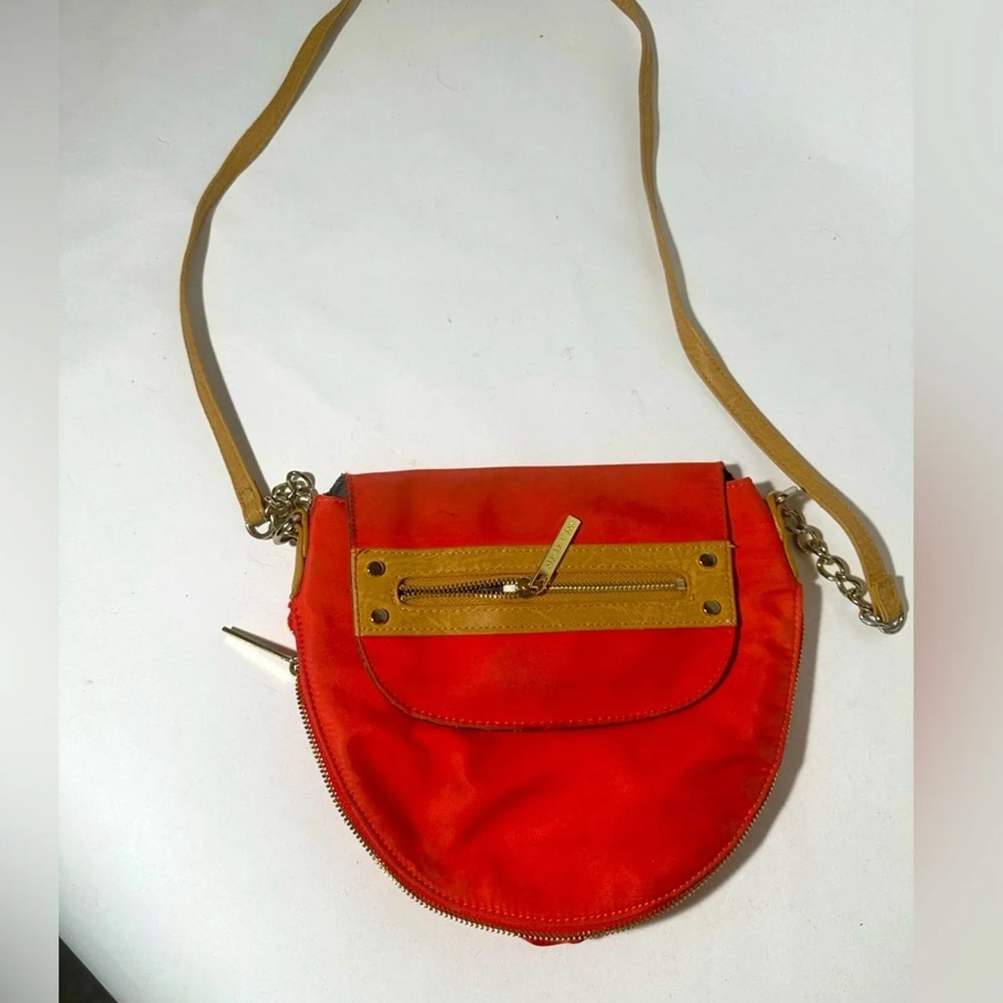 Red and Tan Crossbody Bag